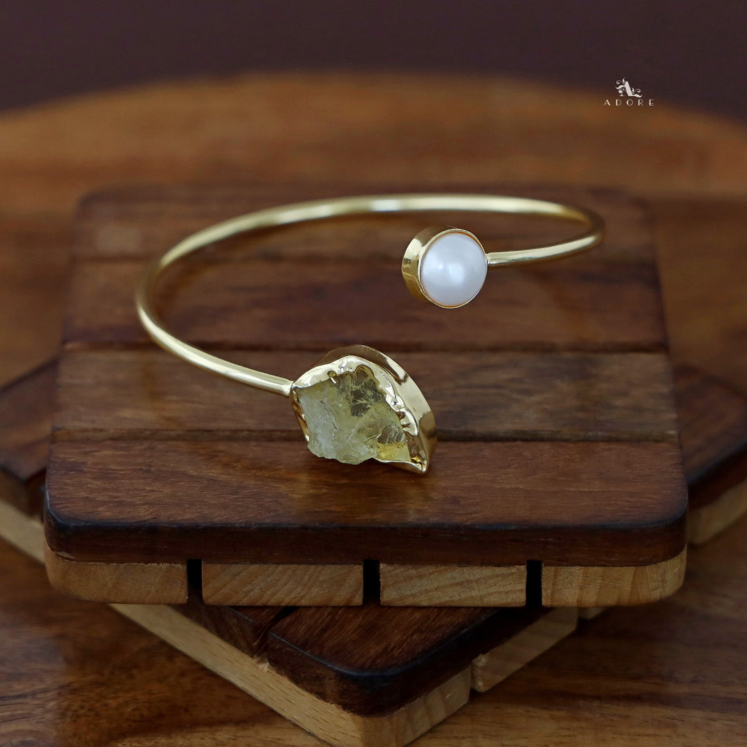 Libra Raw Stone + Pearl Bangle