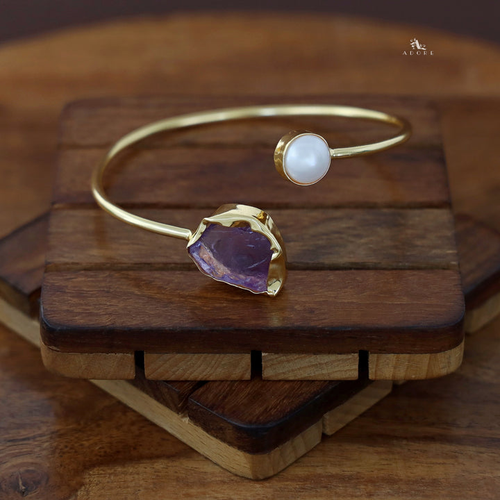 Libra Raw Stone + Pearl Bangle