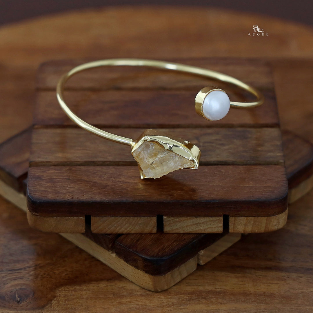 Libra Raw Stone + Pearl Bangle