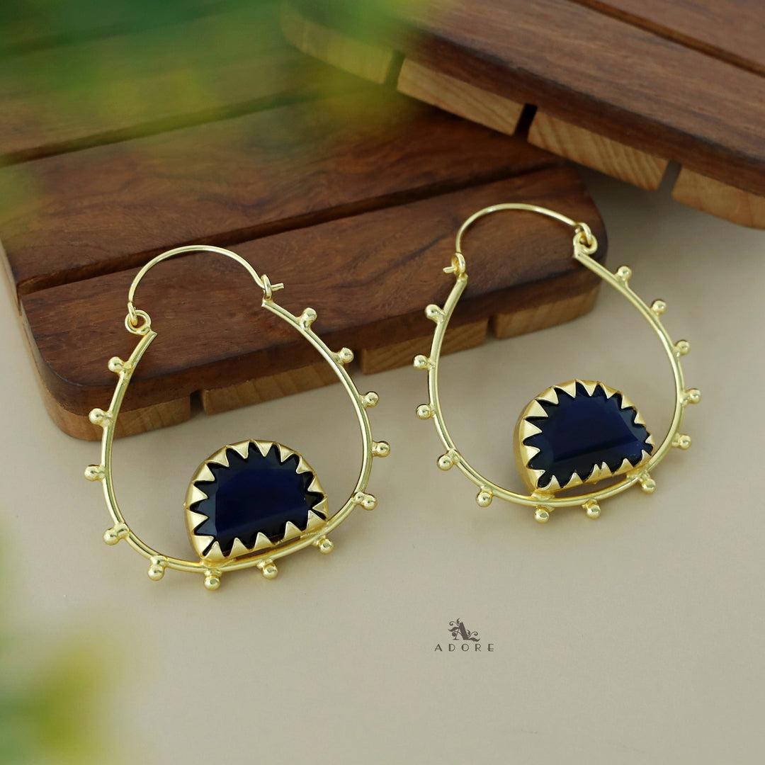 Golden Glossy Semicircle Dotted Hoop Earring