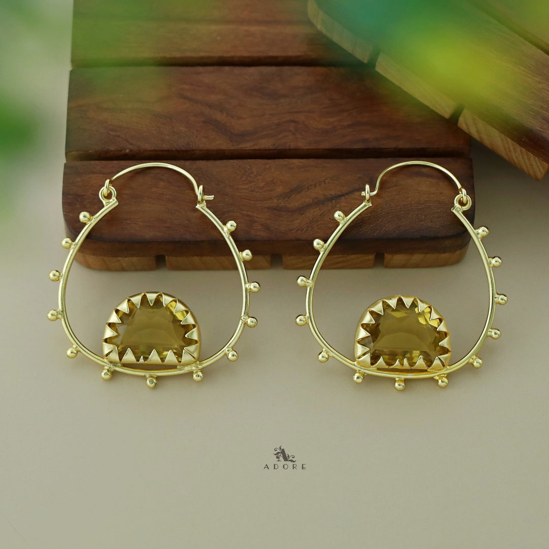 Golden Glossy Semicircle Dotted Hoop Earring