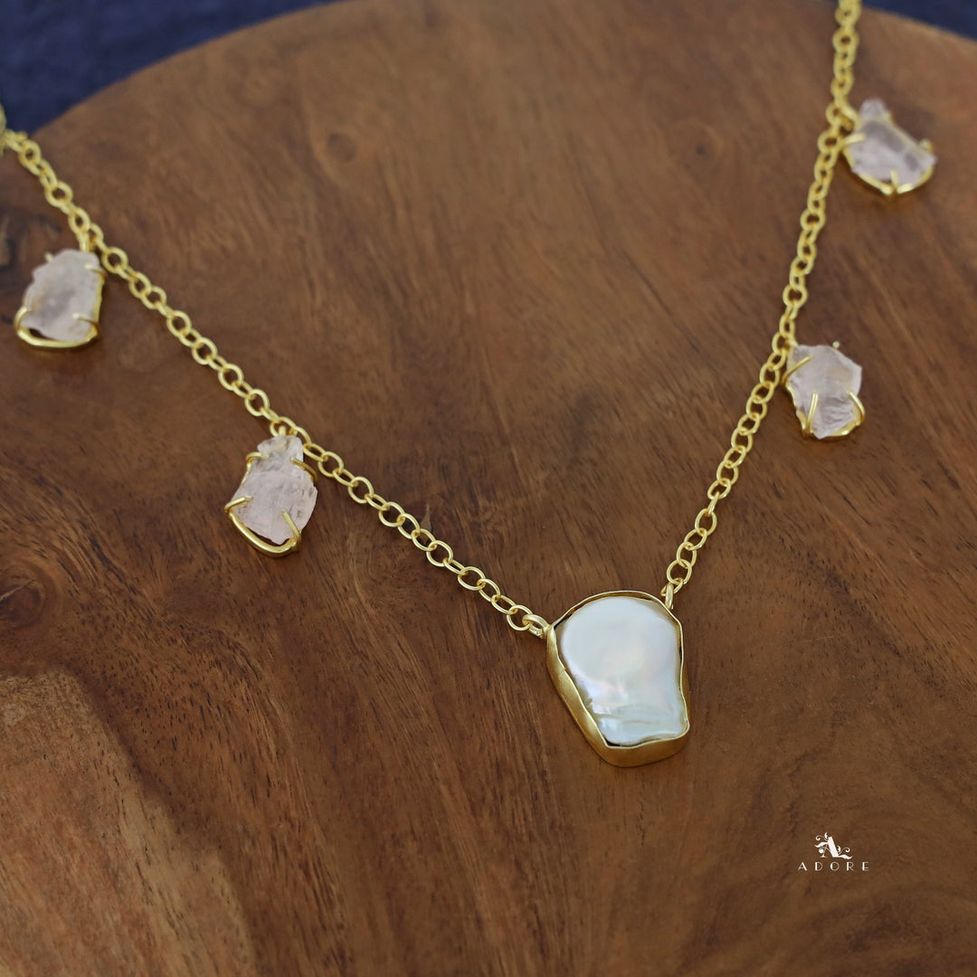 Aishani Golden Tetra Raw Stone + Baroque Neckpiece