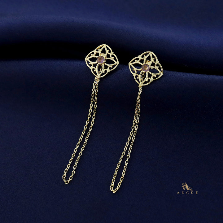 Golden Floral Chain Earring