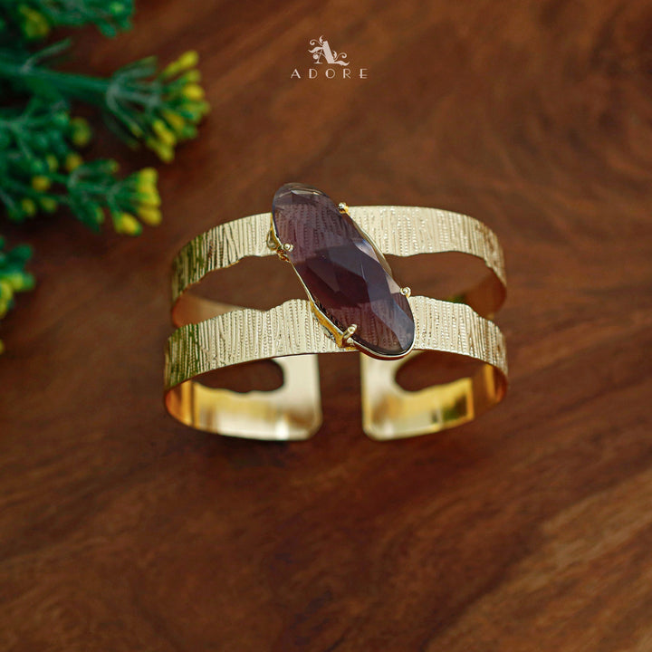 Golden Textured 2 Layer Long Oval Glossy Bangle