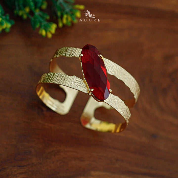 Golden Textured 2 Layer Long Oval Glossy Bangle