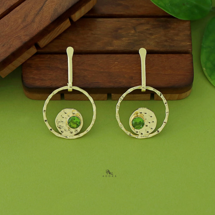 Clara Golden Dual Round Glossy Earring