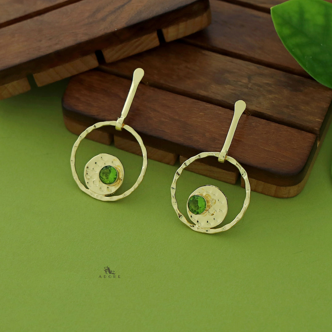 Clara Golden Dual Round Glossy Earring