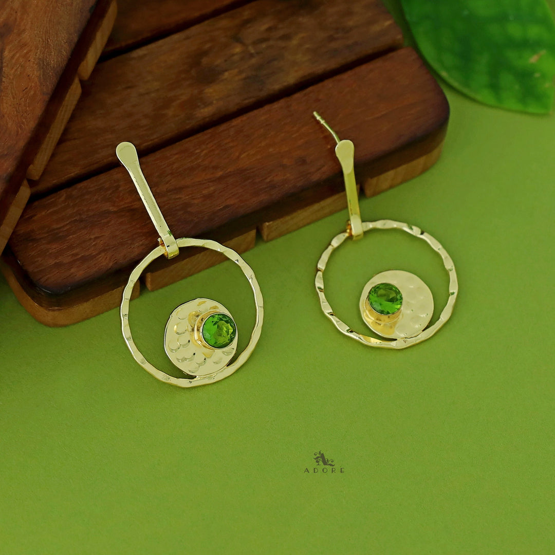 Clara Golden Dual Round Glossy Earring