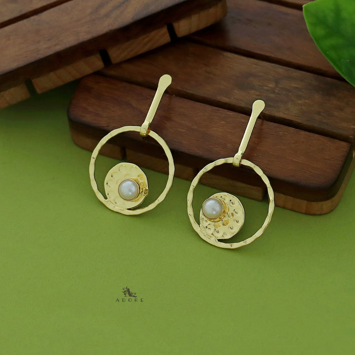 Clara Golden Dual Round Glossy Earring