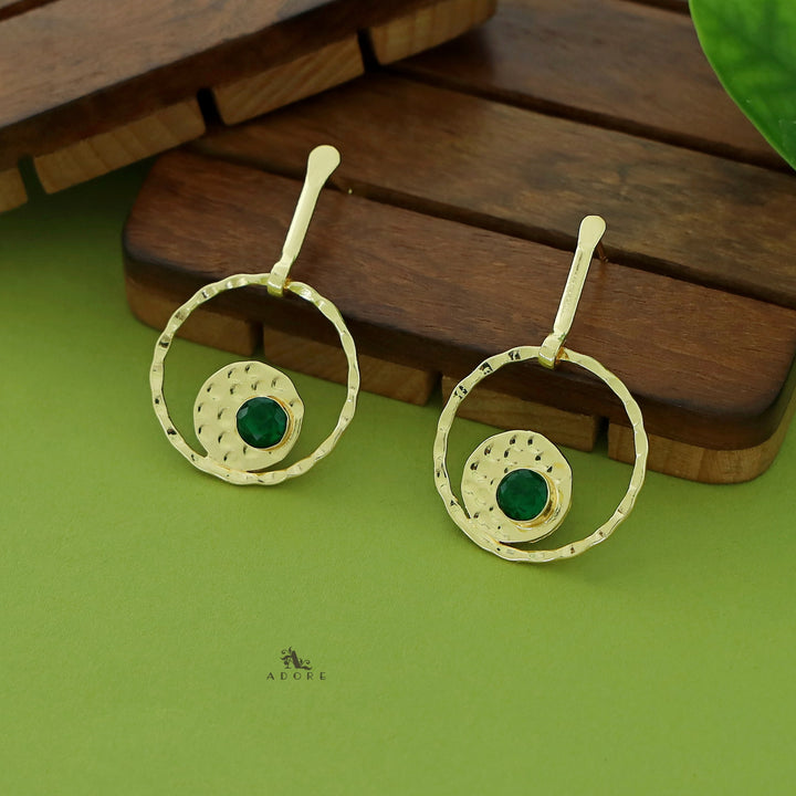 Clara Golden Dual Round Glossy Earring