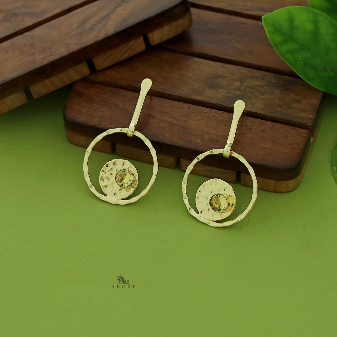 Clara Golden Dual Round Glossy Earring