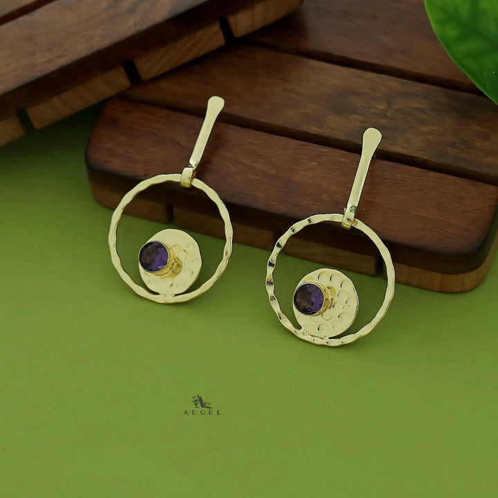 Clara Golden Dual Round Glossy Earring