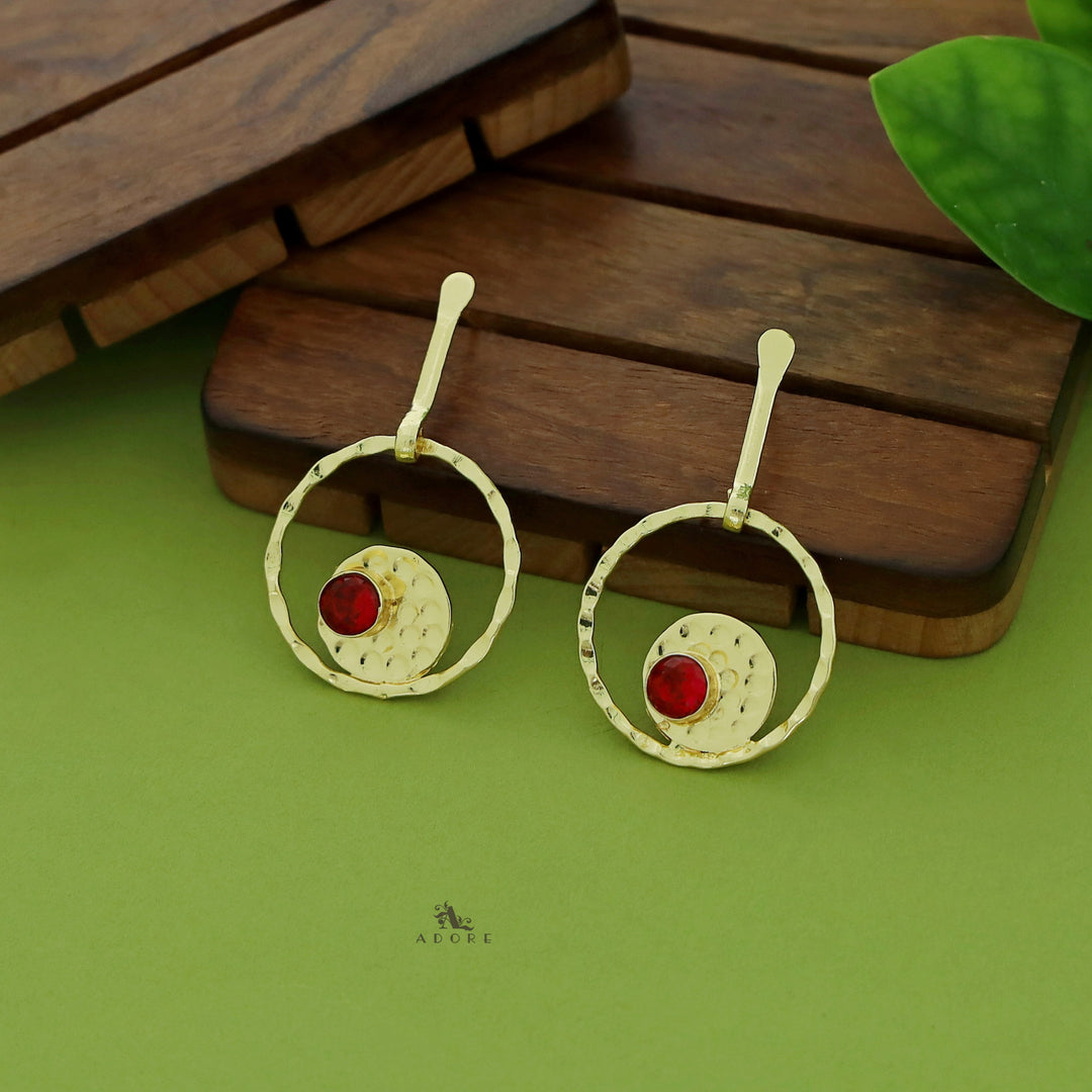 Clara Golden Dual Round Glossy Earring