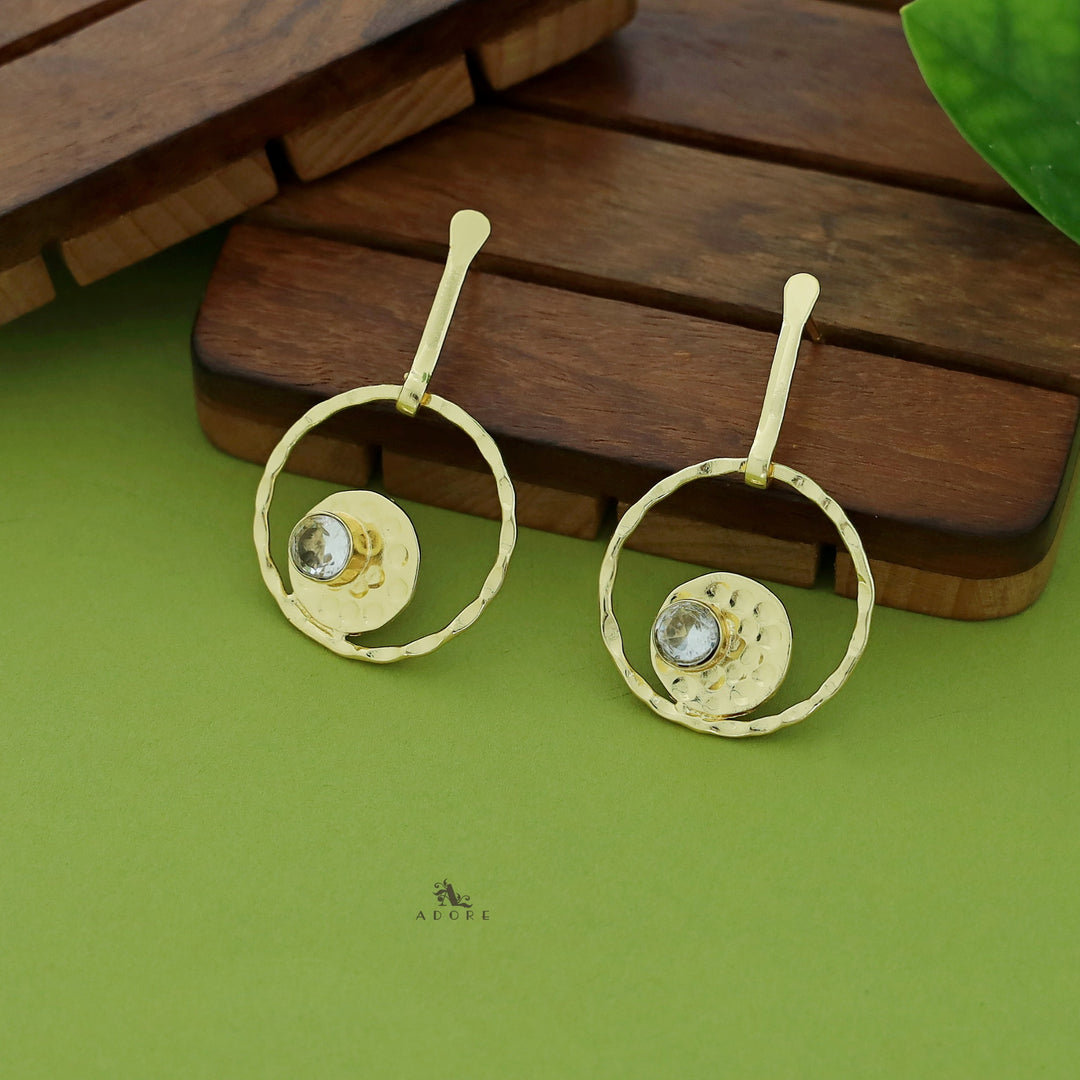 Clara Golden Dual Round Glossy Earring