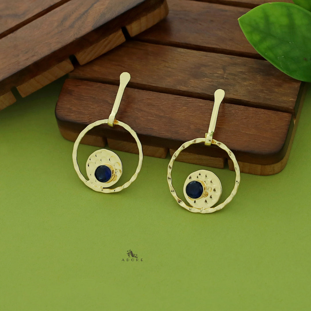 Clara Golden Dual Round Glossy Earring