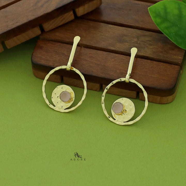 Clara Golden Dual Round Glossy Earring