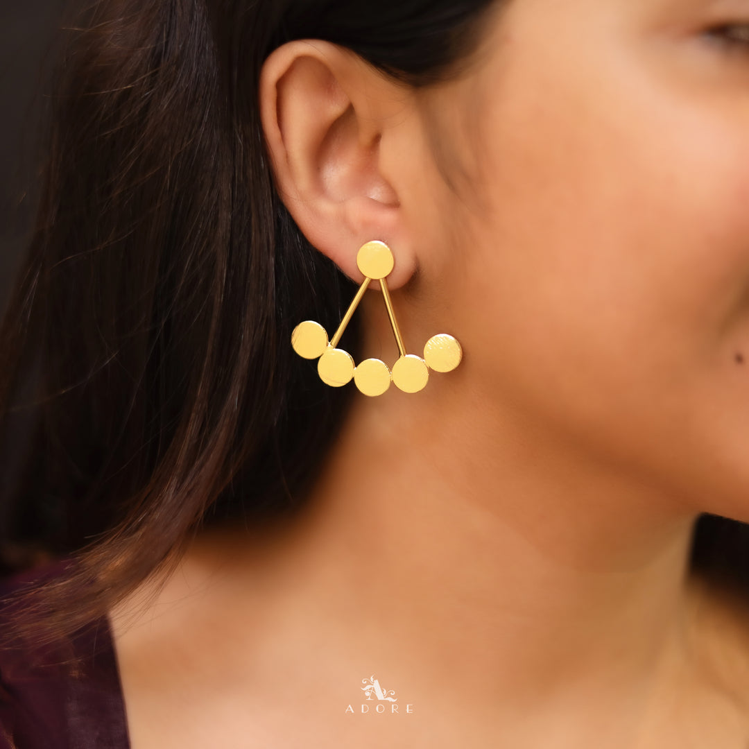 Golden Penta Coins 2 in 1 Earring