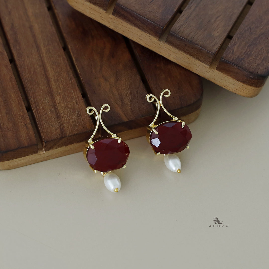 Glamia Glossy Oval Pearl Earring