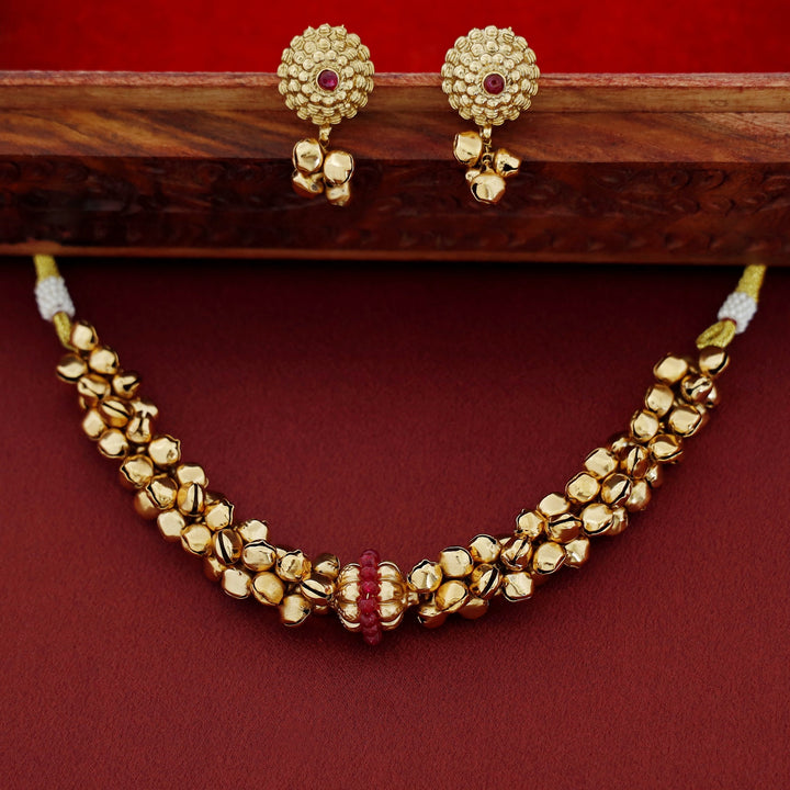 Narmada Ghungroo Short Neckpiece With Earring