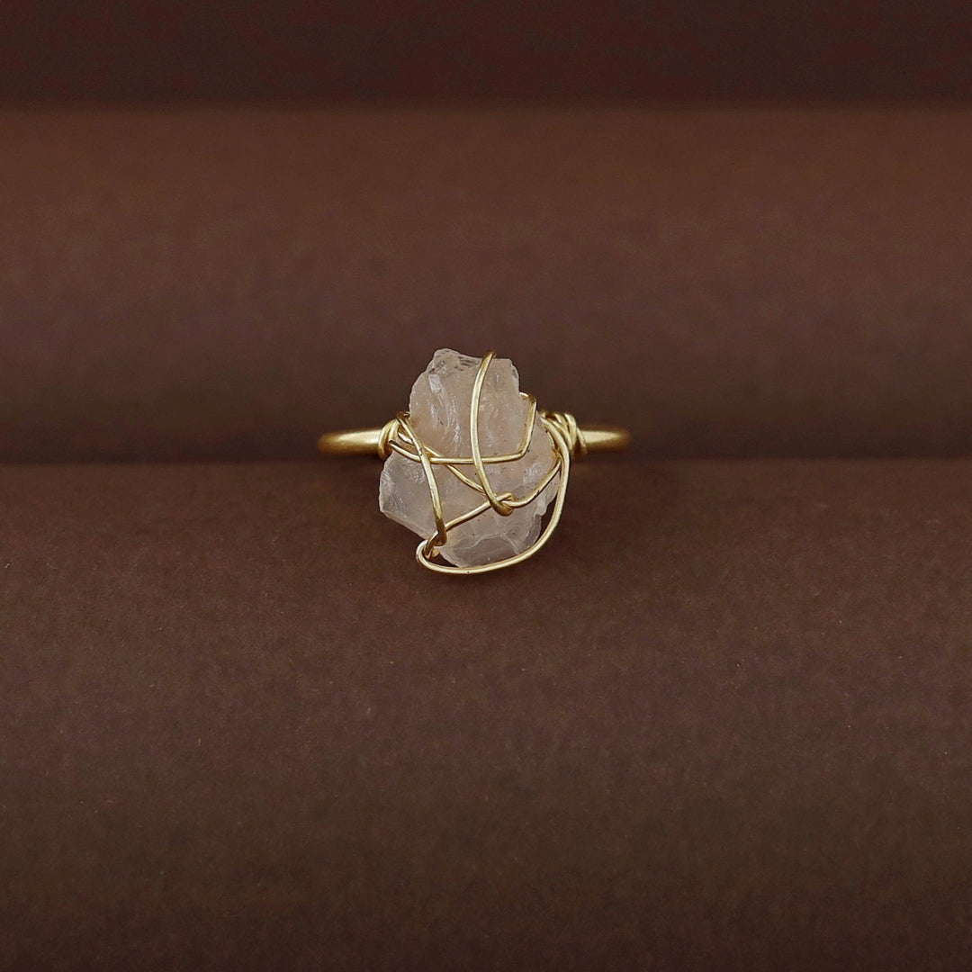 Deena Golden Binded Raw Stone Ring