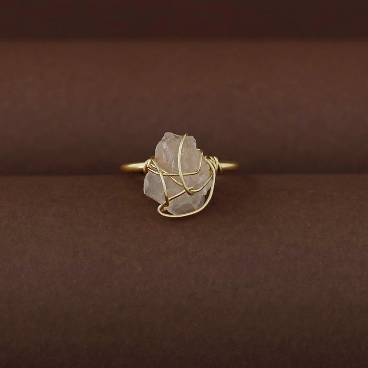 Deena Golden Binded Raw Stone Ring