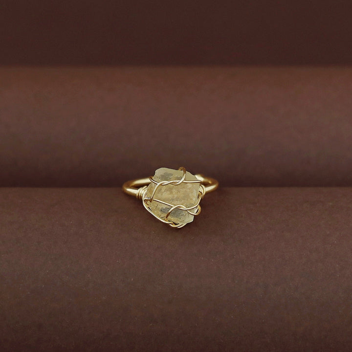 Deena Golden Binded Raw Stone Ring