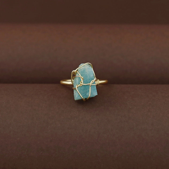 Deena Golden Binded Raw Stone Ring