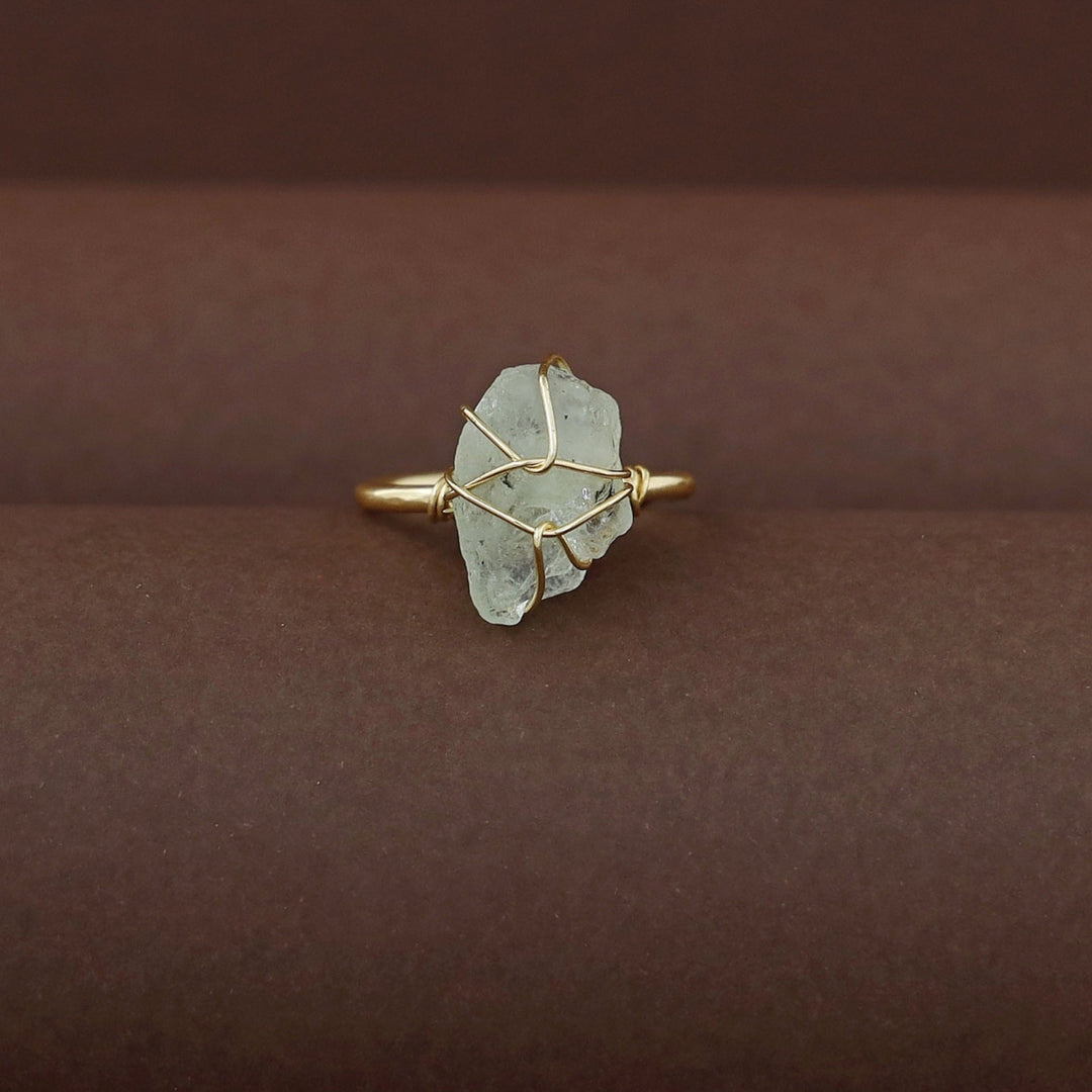 Deena Golden Binded Raw Stone Ring