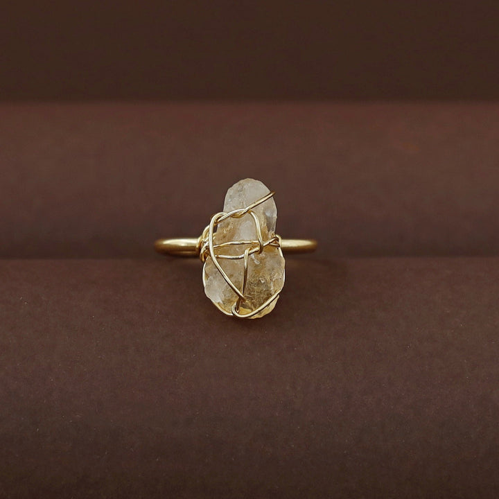 Deena Golden Binded Raw Stone Ring