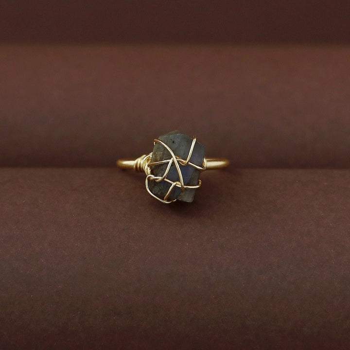 Deena Golden Binded Raw Stone Ring