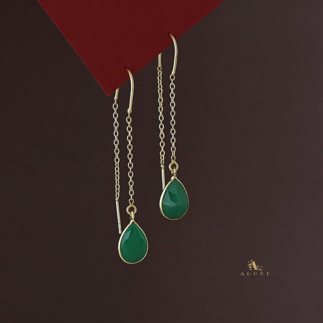 Fiyona Glossy Drop Chain Needle And Thread Earring