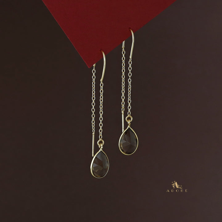 Fiyona Glossy Drop Chain Needle And Thread Earring