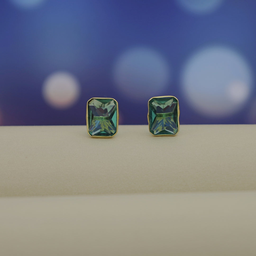 Mini Rectangle Glossy Stone Stud