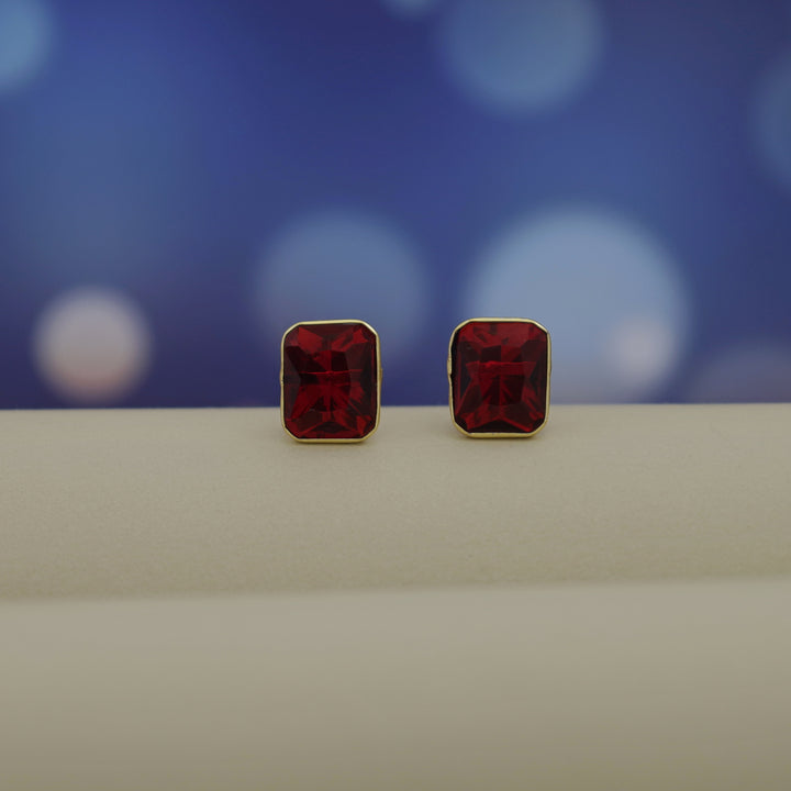 Mini Rectangle Glossy Stone Stud