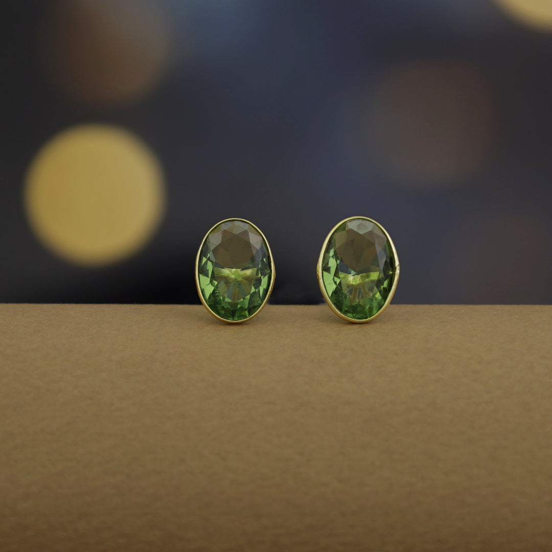 Golden Glossy Oval Stud