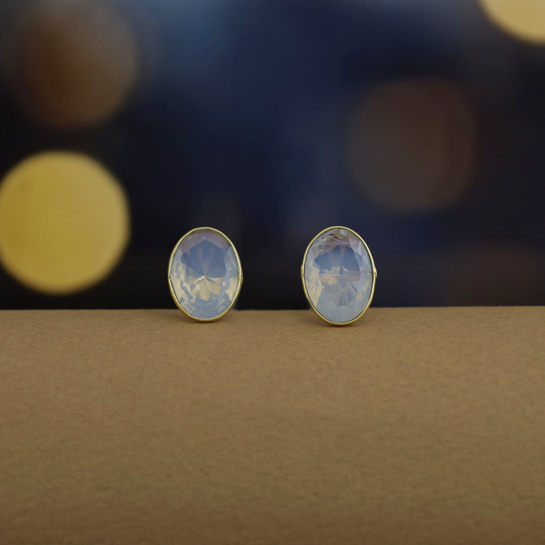 Golden Glossy Oval Stud