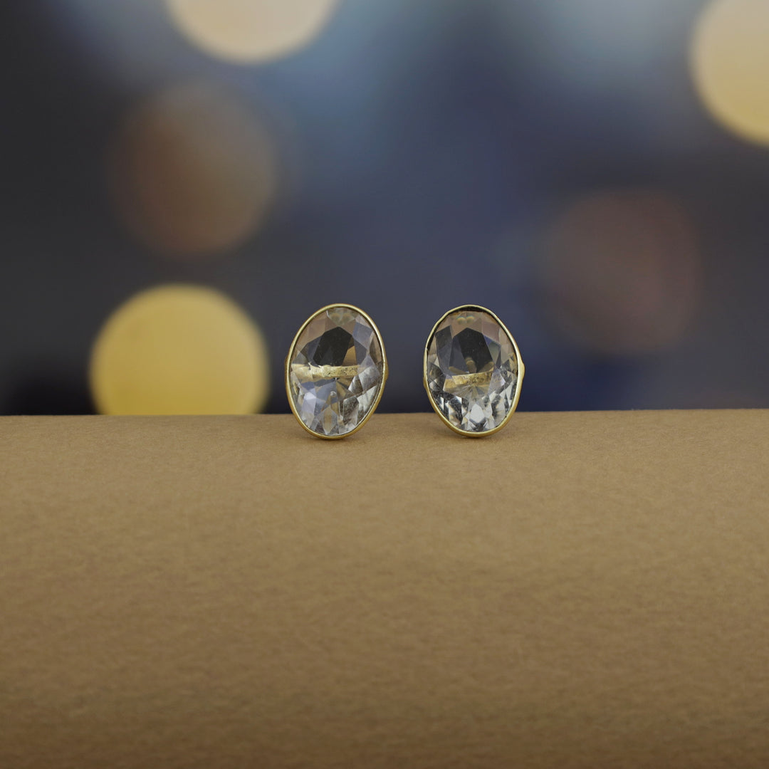 Golden Glossy Oval Stud