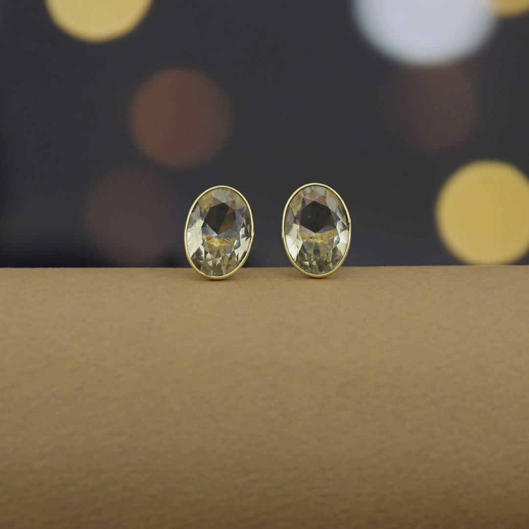 Golden Glossy Oval Stud