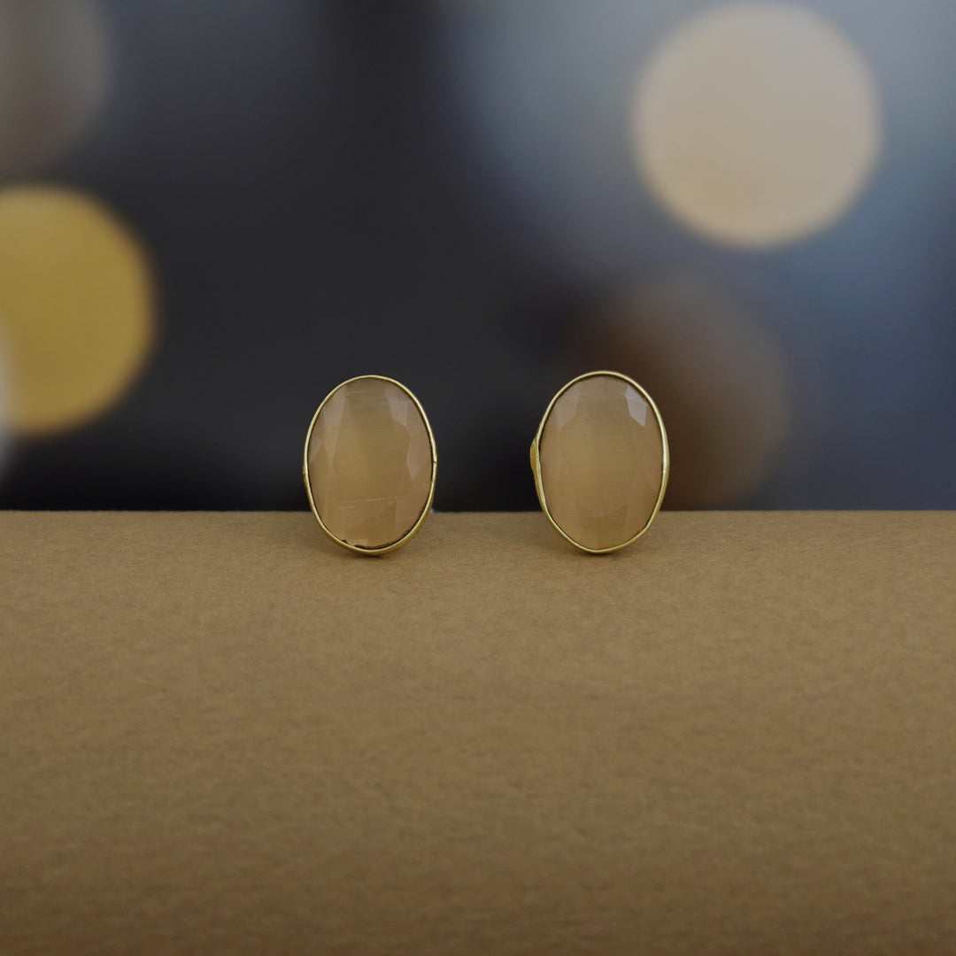 Golden Glossy Oval Stud