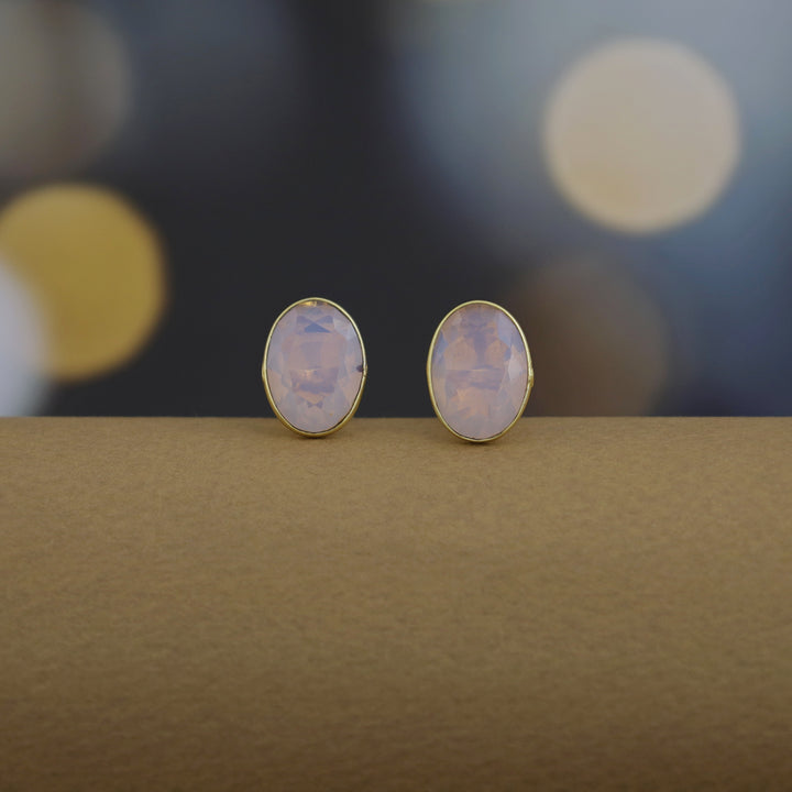 Golden Glossy Oval Stud