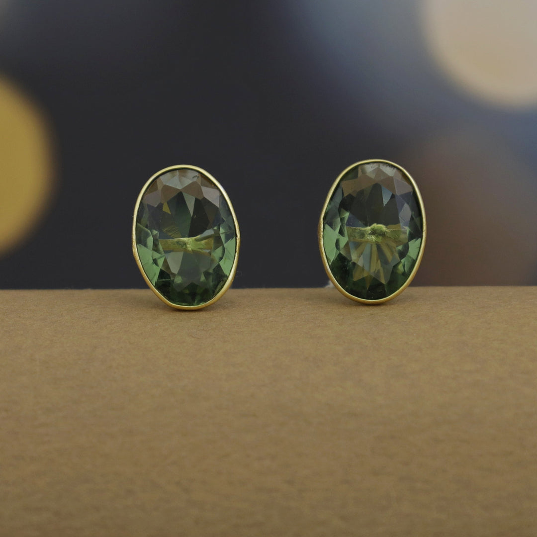 Golden Glossy Oval Stud