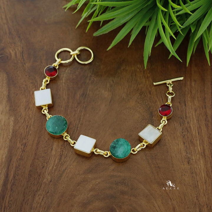 Dafne MOP + Raw Stone +Dyed Stone  Bracelet