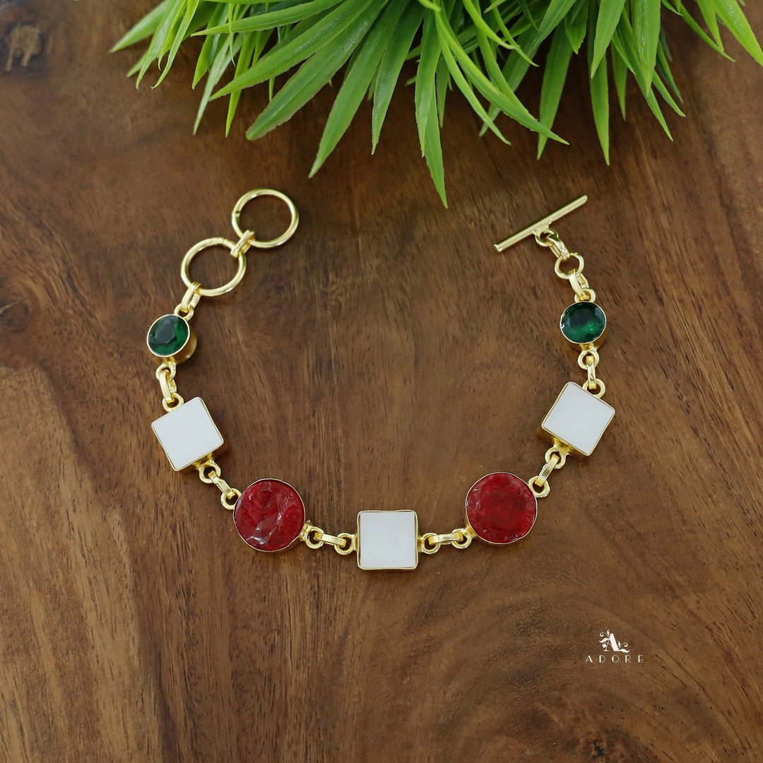 Dafne MOP + Raw Stone +Dyed Stone  Bracelet