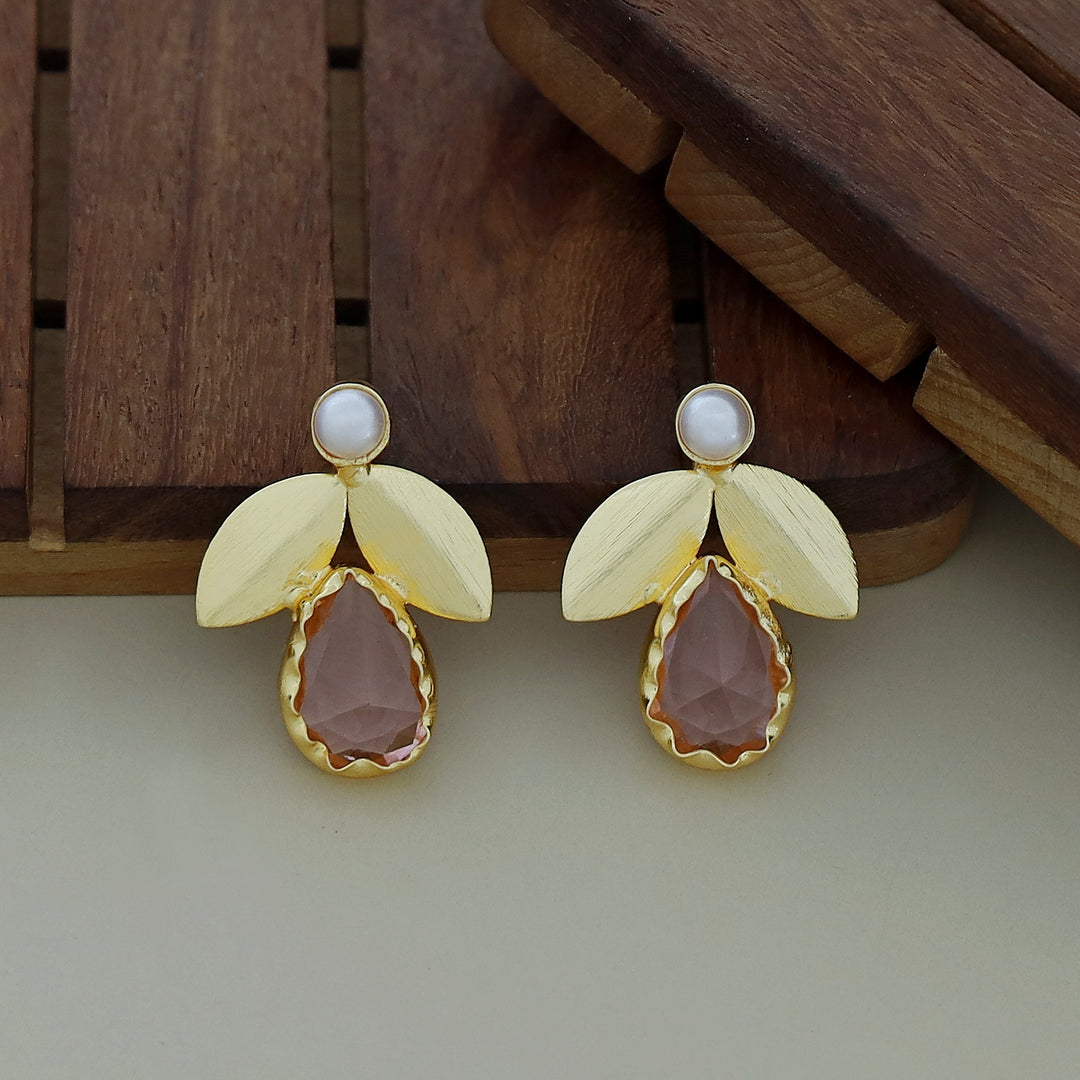 Ajala 2 Fold Leaf Glossy With Pearl Earring