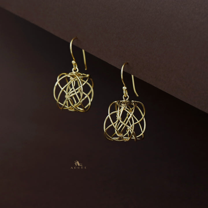 Ishkaara Golden Hollow Twisted Wire Drop