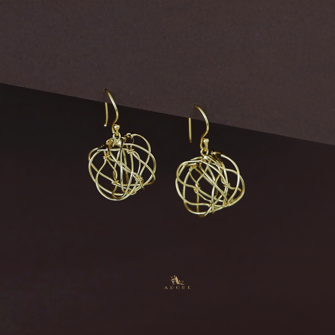 Ishkaara Golden Hollow Twisted Wire Drop