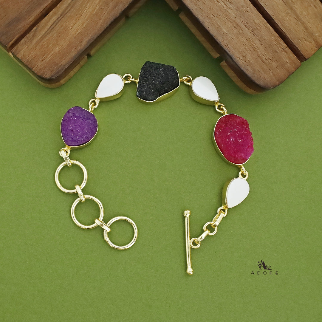 Golden Drop MOP + Druzy Stone Bracelet