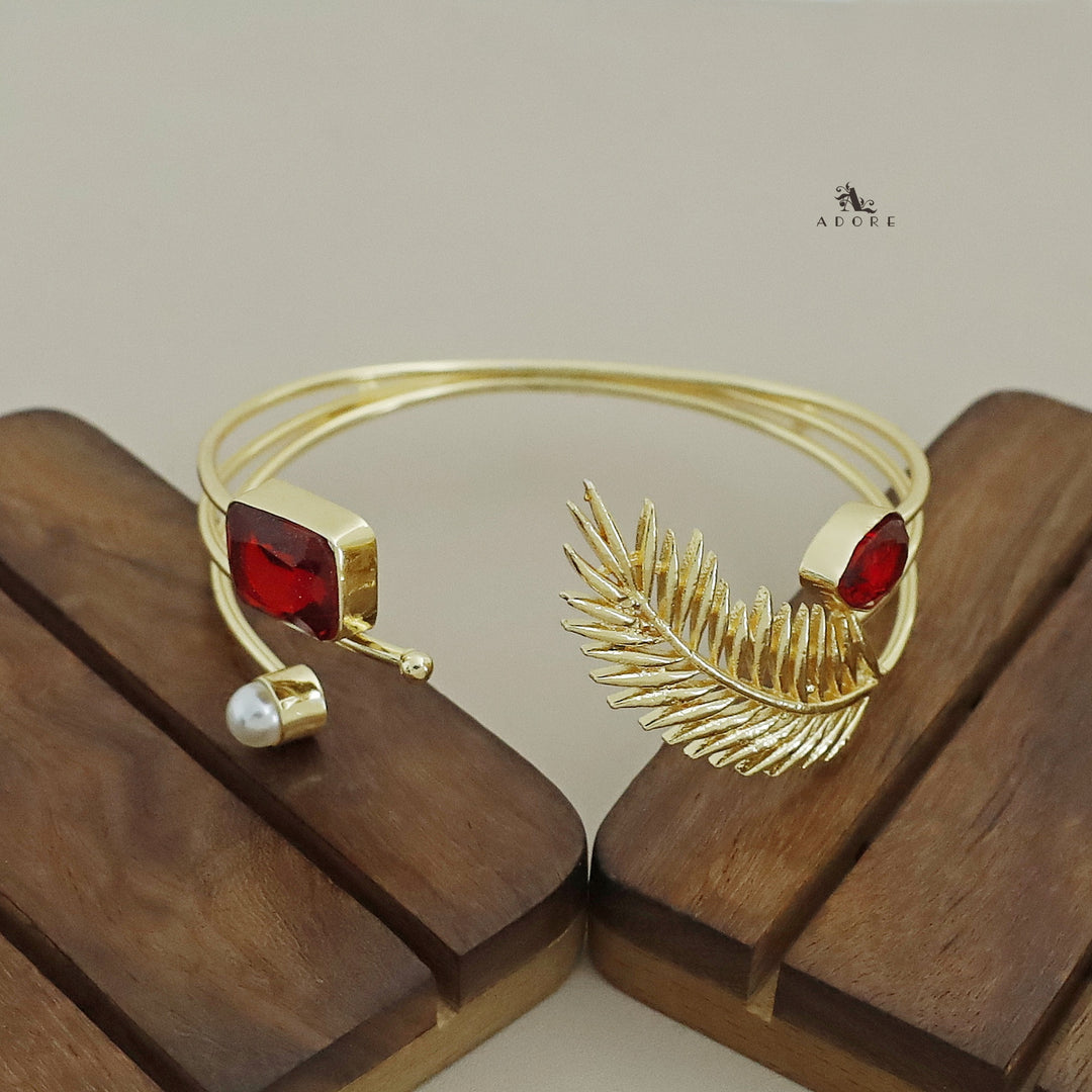 Golden Leaf Glossy Pearl Bangle