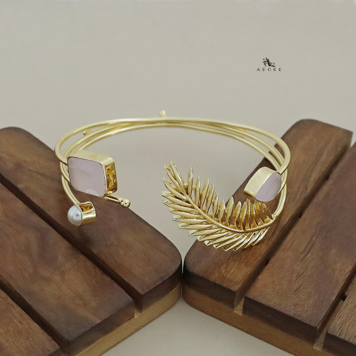 Golden Leaf Glossy Pearl Bangle