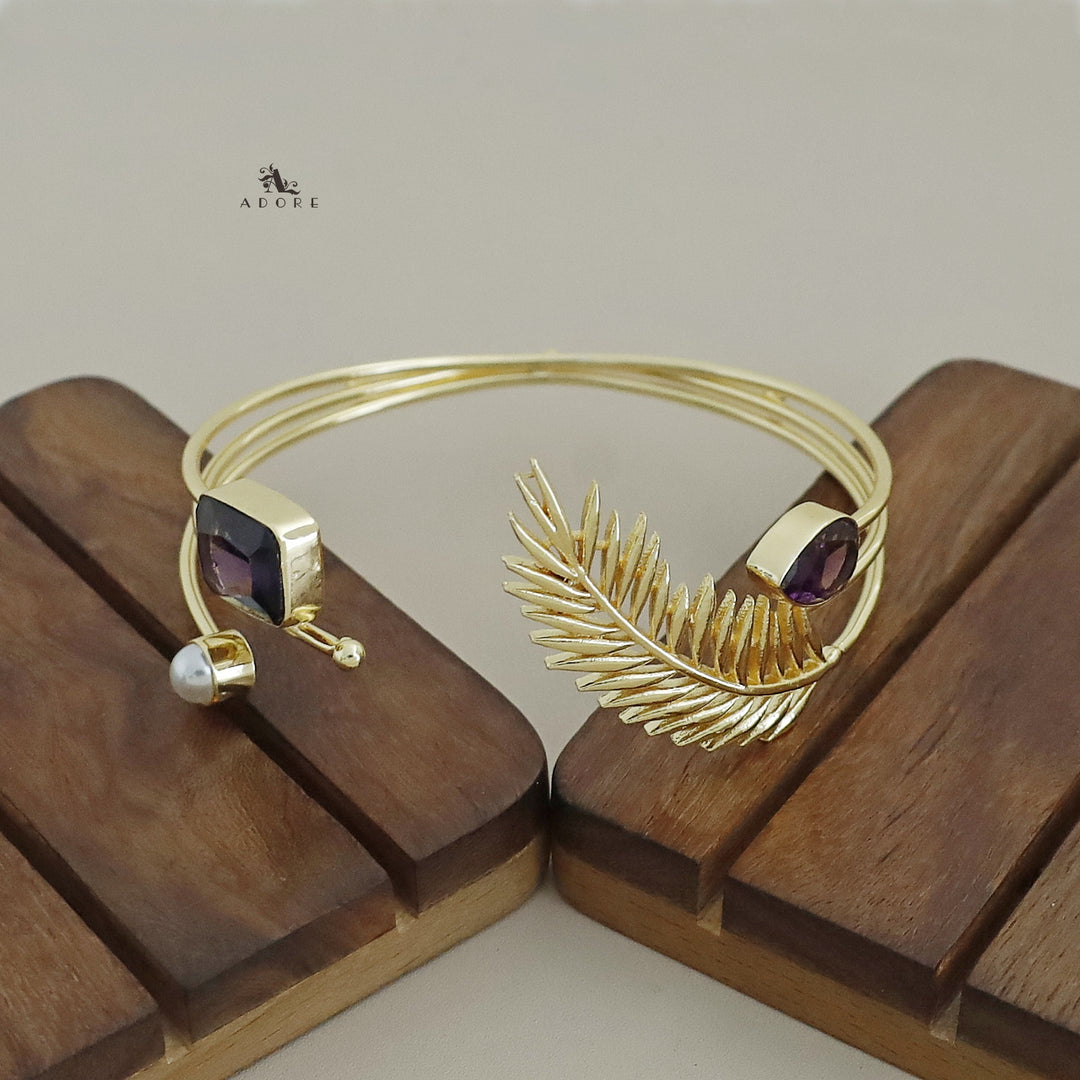 Golden Leaf Glossy Pearl Bangle